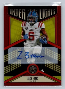 2023 Panini Legacy Zach Evans Under the Lights Ruby Autographs #/50 Auto #UL-ZEV - Picture 1 of 2