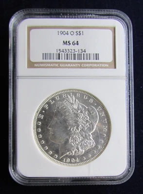 Dólar de plata Morgan 1904 NGC MS64 Foto 1 de 2