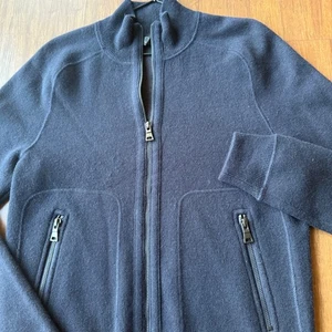 The Mens Store Bloomingdales Wool Cashmere Sweater Jacket Zip Small Navy Blue - Picture 1 of 11