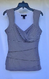 White House Black Market Black & White Polka Dot Sleeveless Top/Shirt Size Med - Picture 1 of 7