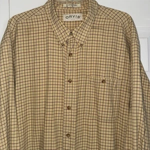 ORVIS Gold Plaid/Striped Button Up Shirt Men’s Sz XL Fishing Hiking Camping - Picture 1 of 10