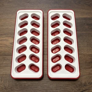 Set of 2 Rubbermaid Easy Release Ice Cube Trays 14 Cubes Each, Red, Silicone - Picture 1 of 4