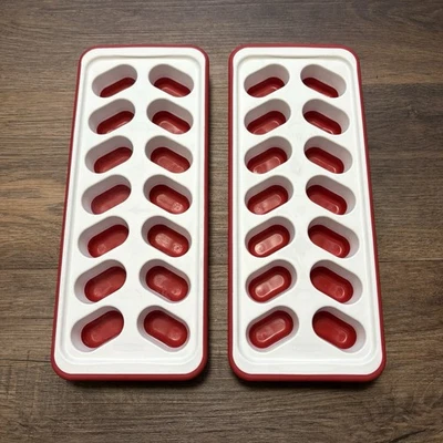 Set of 2 Rubbermaid Easy Release Ice Cube Trays 14 Cubes Each, Red, Silicone - Image 1 of 4