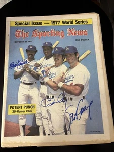 1977 WS Sporting News Signed AUTOGRAPH Reggie Smith Steve Garvey Ron Cey BEAUTY - Picture 1 of 4