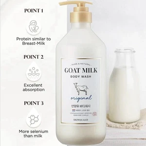 ShowerMate Pure & Natural Original Goat Milk Body Wash 27.05 Oz K Beauty - Picture 1 of 5