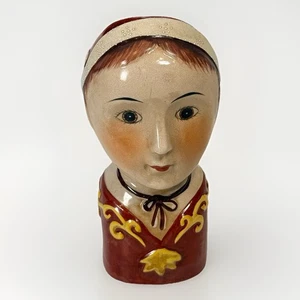 Vintage Tudor Bust Lady Head Bust Vase Planter Gemma Taccogna Style Folk Art 9” - Picture 1 of 9