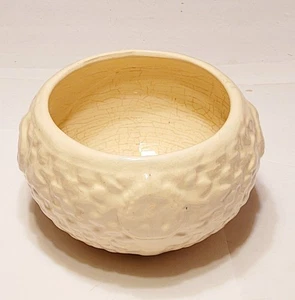 Fioriera da appendere vintage Nelson McCoy tessuto cesto ceramica avorio ciotola 6" anni '30 - Foto 1 di 13