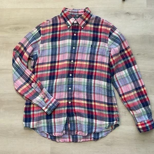 Plaid Ralph Lauren uomo su misura puro lino con bottoni multicolore taglia large - Foto 1 di 11