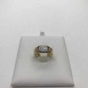 ANELLO da Donna fascia stretta con RUBINI, diamanti e oro giallo 18 KT RE21 - Foto 1 di 1