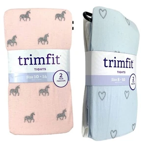 Trimfit Girl's Bundle Blue & White, Pink & Ivory Fashion Tights Size 8-10 - Picture 1 of 5