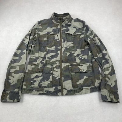 Chaqueta Caslon Mujer Pequeña Verde Camuflada Utilitaria Cremallera Completa Militar Exterior Foto 1 de 4