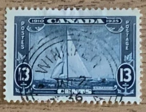 CANADÁ 1935 PLATA JUBILEO 13 CENTAVOS YATE REAL SG340 CDS USADO .CAT £12 - Imagen 1 de 1