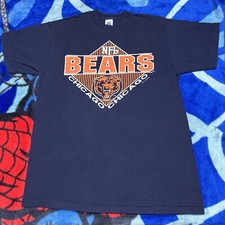 Vintage 1991 Logo 7 NFL Chicago Bears Diamond Pinstripe T-Shirt Size Medium
