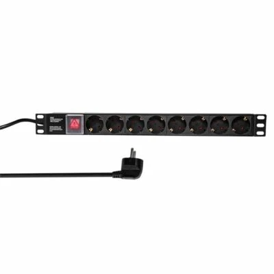 19" Steckdosenleiste 8-fach CEE7/3 mit Schalter Mehrfachverteiler Stromverteiler - Bild 1 von 4
