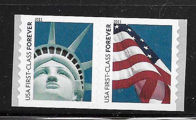 Statue of Liberty/Flag Pair, Scott #4487a (Manufacturer-Ashton-Potter), VF, NH! - Image 1 of 1