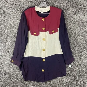 NEW Studio C Vintage Blouse Multicolor Women’s 3 Plus Size Shoulder Pads - Picture 1 of 14