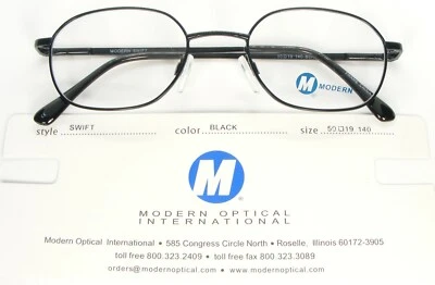 NUEVO MODERNO ÓPTICO SWIFT NEGRO GAFAS MARCO METAL 50-19-140 B35mm Foto 1 de 4