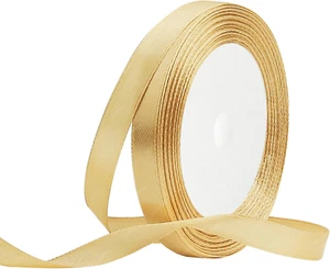 Gold Satin Ribbon, 3/8 Inches X 25 Yards Fabric Ribbons for Gift Wrapping, Flowe - Picture 1 of 6
