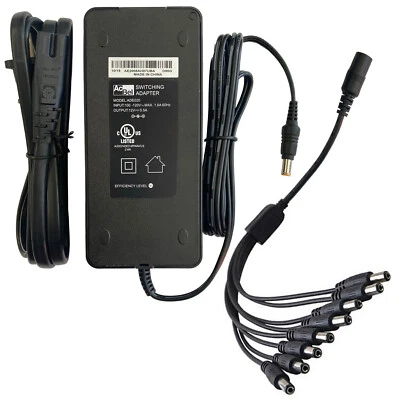 DC 12V 5A UL Power Supply Adapter or 8 Split Cable For CCTV Security Camera NVR - Image 1 of 4