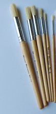 Short Handle Round Hog bristle Brushes Pack of 5 + 1 brush FREE artist painting