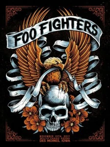 FOO FIGHTERS concert gig poster Des Moines, Iowa 2017 / Dave Grohl / 17x13 in - Picture 1 of 1