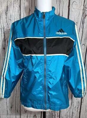 Chaqueta cortavientos Adidas para niñas verde azulado negra blanca mediana 3 rayas Foto 1 de 4