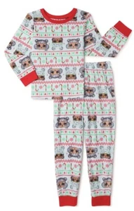 LOL Surprise Doll Girls Christmas Pajamas Size 6 6x NWT Long Sleeve Waffle Knit - Picture 1 of 3