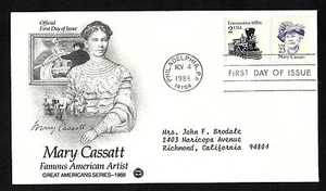 #2181 23c Mary Cassatt - PCS FDC Single+#2226 - Picture 1 of 2