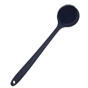DNC Back Scrubber for Shower Soft Silicone Bath Body Brush with Long Handle (Bla - Picture 1 of 12
