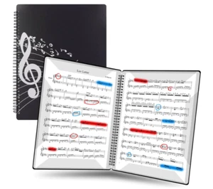 Sheet Music Folder, Premium Double Side Writable Spiral Binder Black - Picture 1 of 7