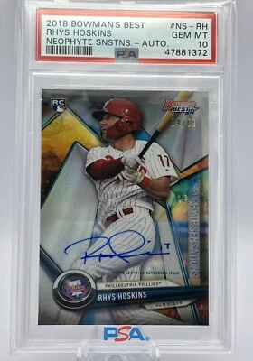 Rhys Hoskins 2018 Bowman's Best Neophyte Sensations Autographs #NS-RH /99 PSA 10 - Image 1 of 4