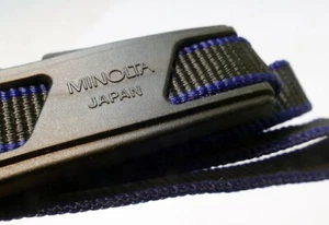 Minolta 1cm wide XD11 X700 Camera Strap Black-Blue Nylon sturdy - genuine OEM - Picture 1 of 10