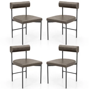 Dining Chair Set of 4 Faux Leather Upholstered Kitchen Side Chair with Curved - Picture 1 of 8