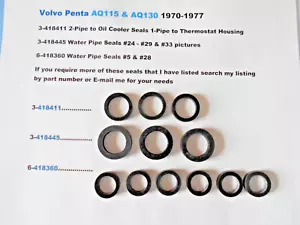 Volvo Penta Water Pipe Seal Kit - AQ115 & AQ130 Penta - B20 Engine - 12 Seals - Bild 1 von 5