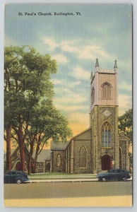 Postcard Burlington Vermont St Paul's Church - Picture 1 of 2