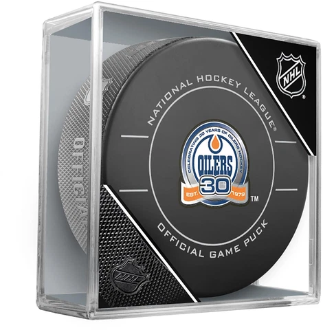 Edmonton Oilers Unsigned Inglasco 30th Anniversary Season Official Game Puck Cover
