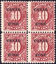 Canal Zone - 1924 - 10 Cents Deep Claret Postage Due #J14 Mint Block Very Scarce
