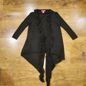 Betsey Johnson Tatum Long Fringe Hem Cardigan Hosta Black Size One Size Fits All - Picture 1 of 8
