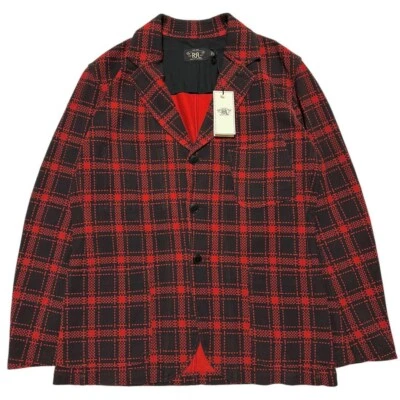 RRL RALPH LAUREN Chaqueta a Medida Recubierta a Cuadros Sin Construir Hombres L Rojo Algodón Foto 1 de 4