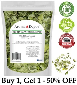 6oz Moringa Dried Leaves Pure Natural oleifera Leaf Hoja moringa Non-GMO - Picture 1 of 7