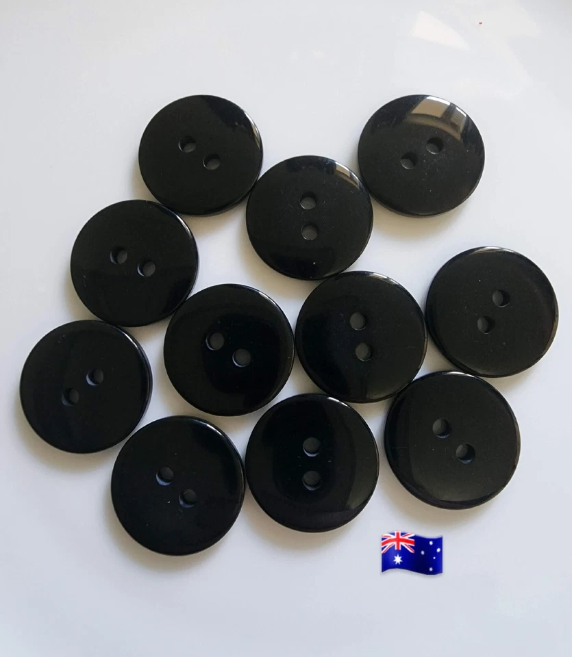20pcs 18mm Black Acrylic Two Hole Buttons - Image 1 of 1