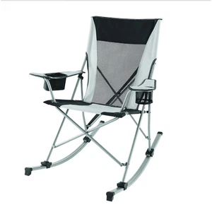 Tension 2 in 1 Mesh Rocking Camp Chair, Gray and Black, Detachable Rockers, Adul - Picture 1 of 10