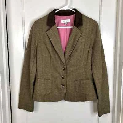 Blazer Isaac Mizrahi para Target Marrón Espiga Gamuza Cuello y Codo Talla 14 Foto 1 de 4