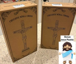 NEU! 10,8 Zoll H Jesus Kruzifix Statue & Wandkreuz, BONUS: Jesus Plüschtier (Konvolut) - Bild 1 von 14