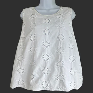 J.Crew Factory Womens Eyelet Shell Tank Top White Size Extra Large Fairy Dainty - Picture 1 of 6