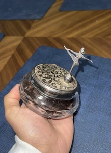 Caja de baratijas de música vintage Reuge bailarina cristal plateado - Imagen 1 de 5