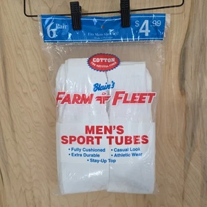 Farm & Fleet De Colección Nuevo en Paquete Para Hombres Talla 6-12 Calcetines Tubo Blancos 85% Mezcla Algodón Hechos en EE. UU. - Imagen 1 de 9