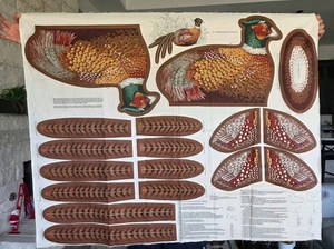 Sewing Craft Ring-Necked Stuffed Pheasant Printed Fabric Panel Bird Pillow Art - Picture 1 of 7