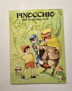 Vintage Pinocchio Easy To Read And Color Book Story Coloring Book  - Imagen 1 de 19