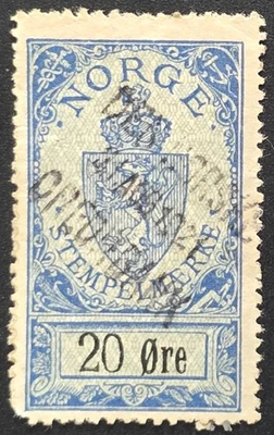 Noruega - 1921 Facit RM11 Armas de Noruega 20 ingresos minerales cancelados - Sello Foto 1 de 3